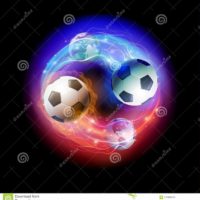 futbolnogo-myacha-i-globusy-mira-na-chernoj-predposylke-kosmosa-110833519